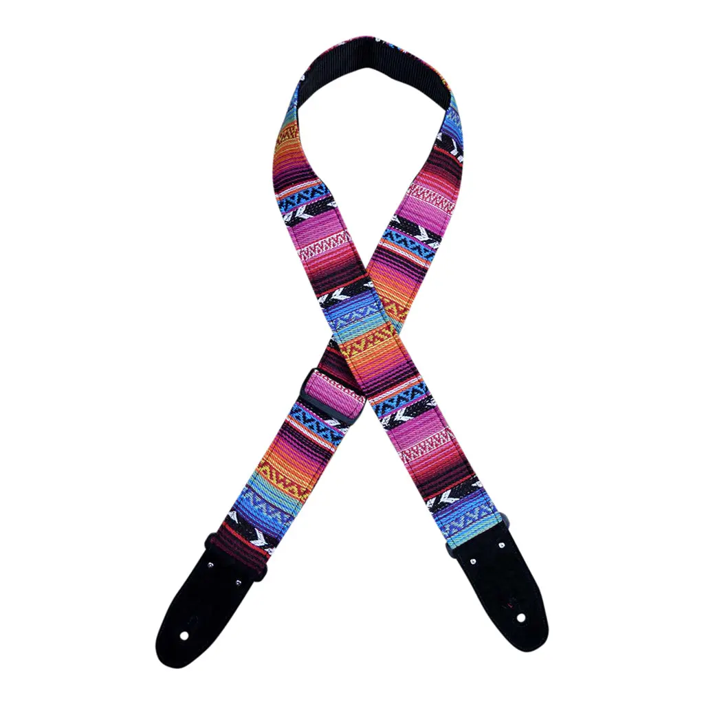 Colonial Leather - Pink Rasta Rag Guitar Strap - Pink 1