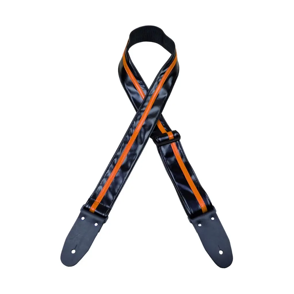 Colonial Leather - Stripe Rag Strap - Black With Orange Stripe 1