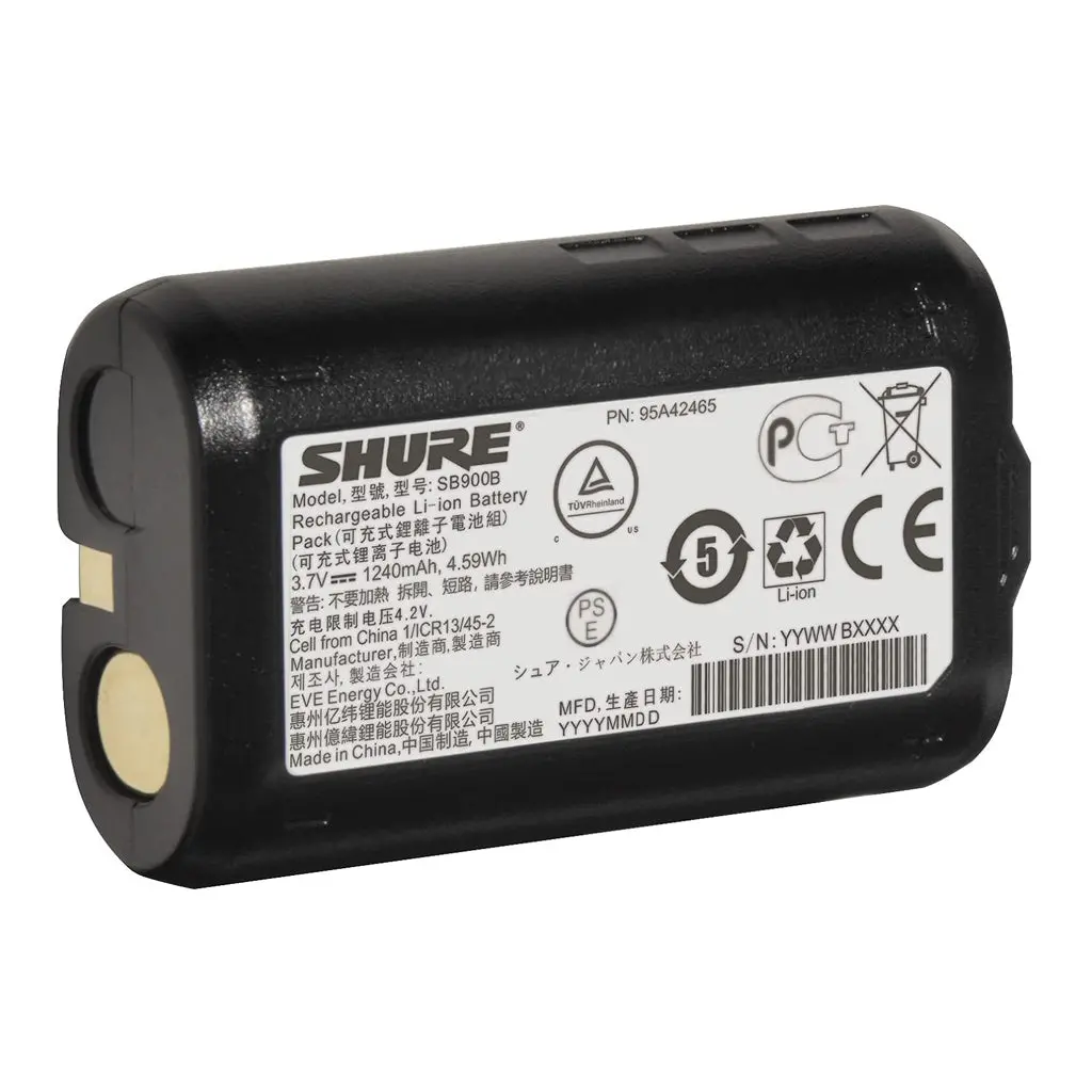 Shure Sb900b Battery Li-Ion Rechargeable For Qlxd Ulxd 2