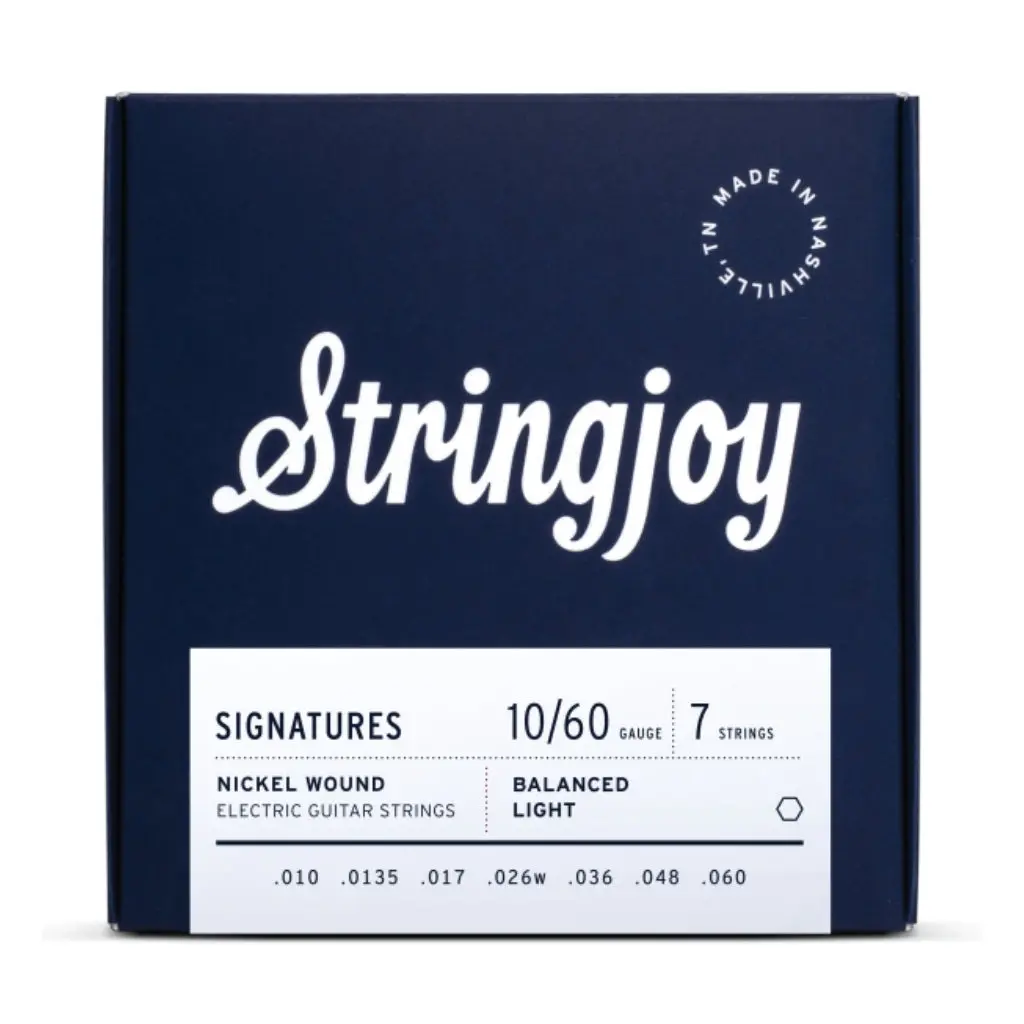 Stringjoy Signatures | 7 String Balanced Light Gauge (10-60) Nickel Wound Electric Guitar Strings 1