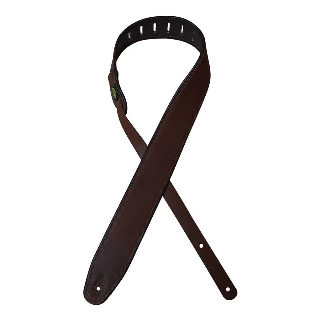 Colonial Leather - 2.5″ Padded Upholstery Leather Guitar Strap - Tan & Brown 1