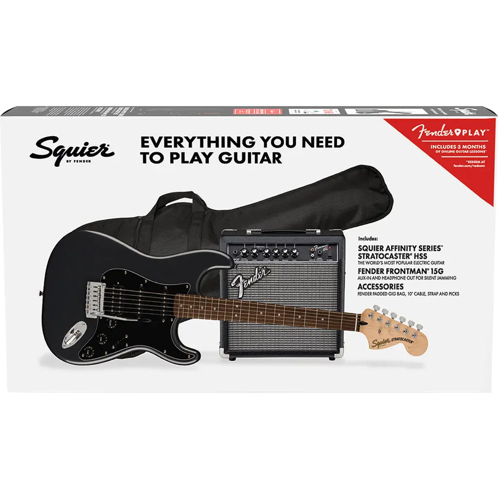 Squier Affinity Series Stratocaster Hss Pack In Charcoal Frost Metallic 1