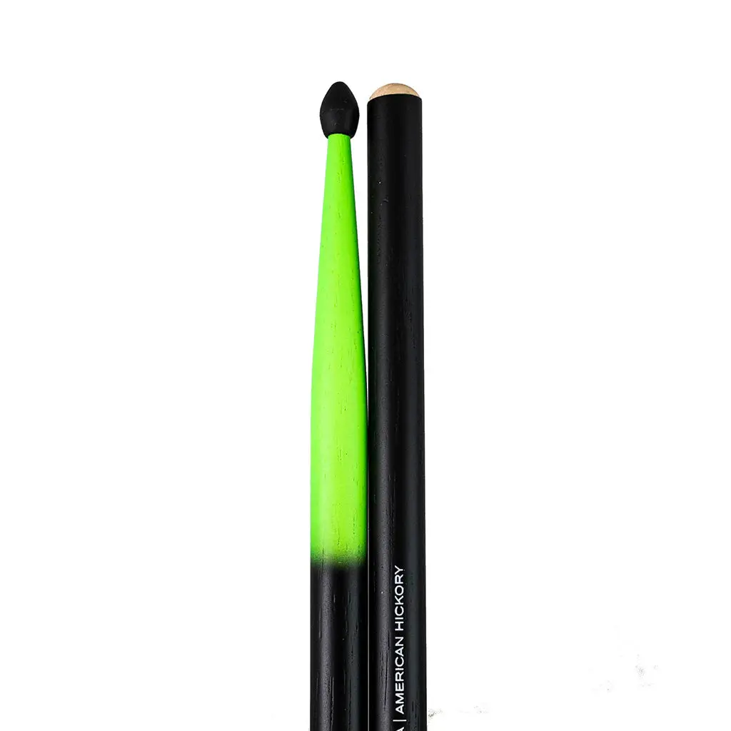 Total Percussion 5A Drumsticks - Nylon Tip - Fluoro Green & Black 1