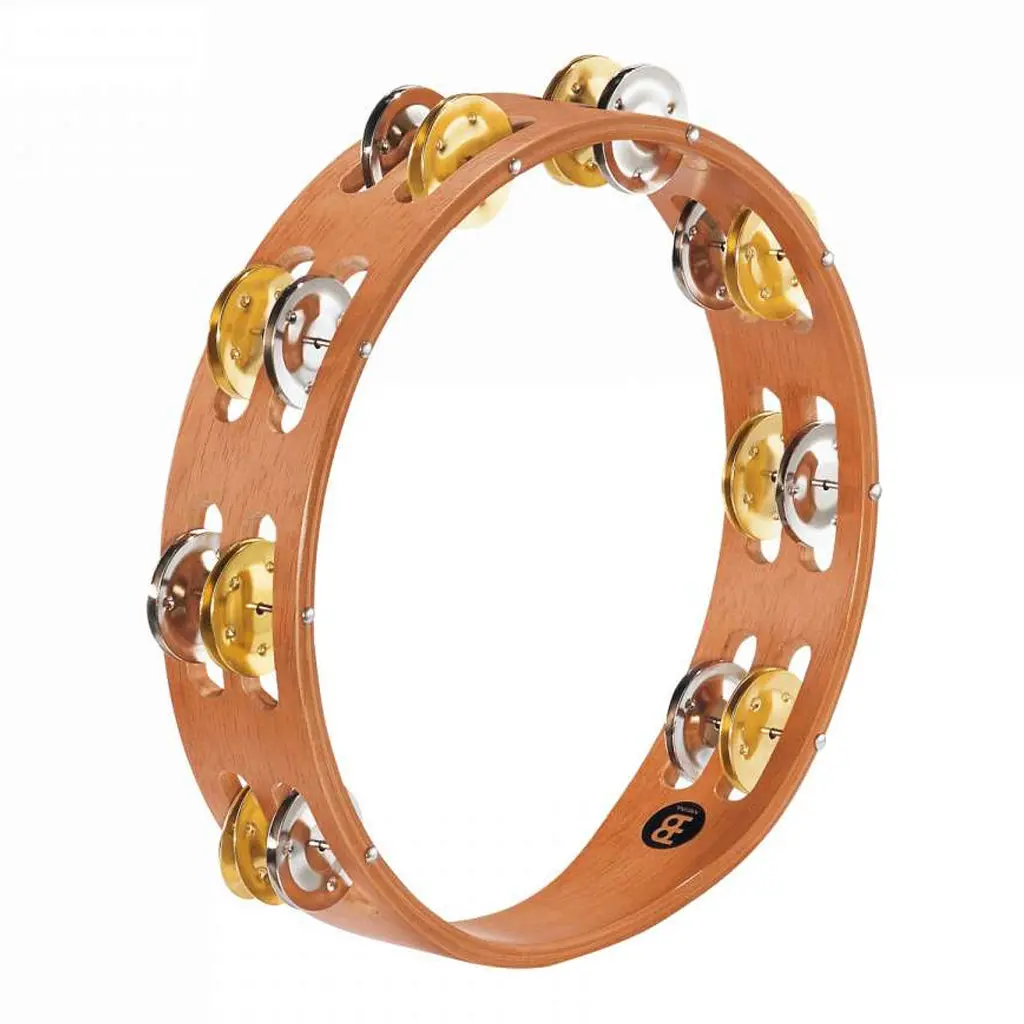 Meinl Wood Tambourine With 2 Rows Dual Alloy Jingles - Super Natural 1