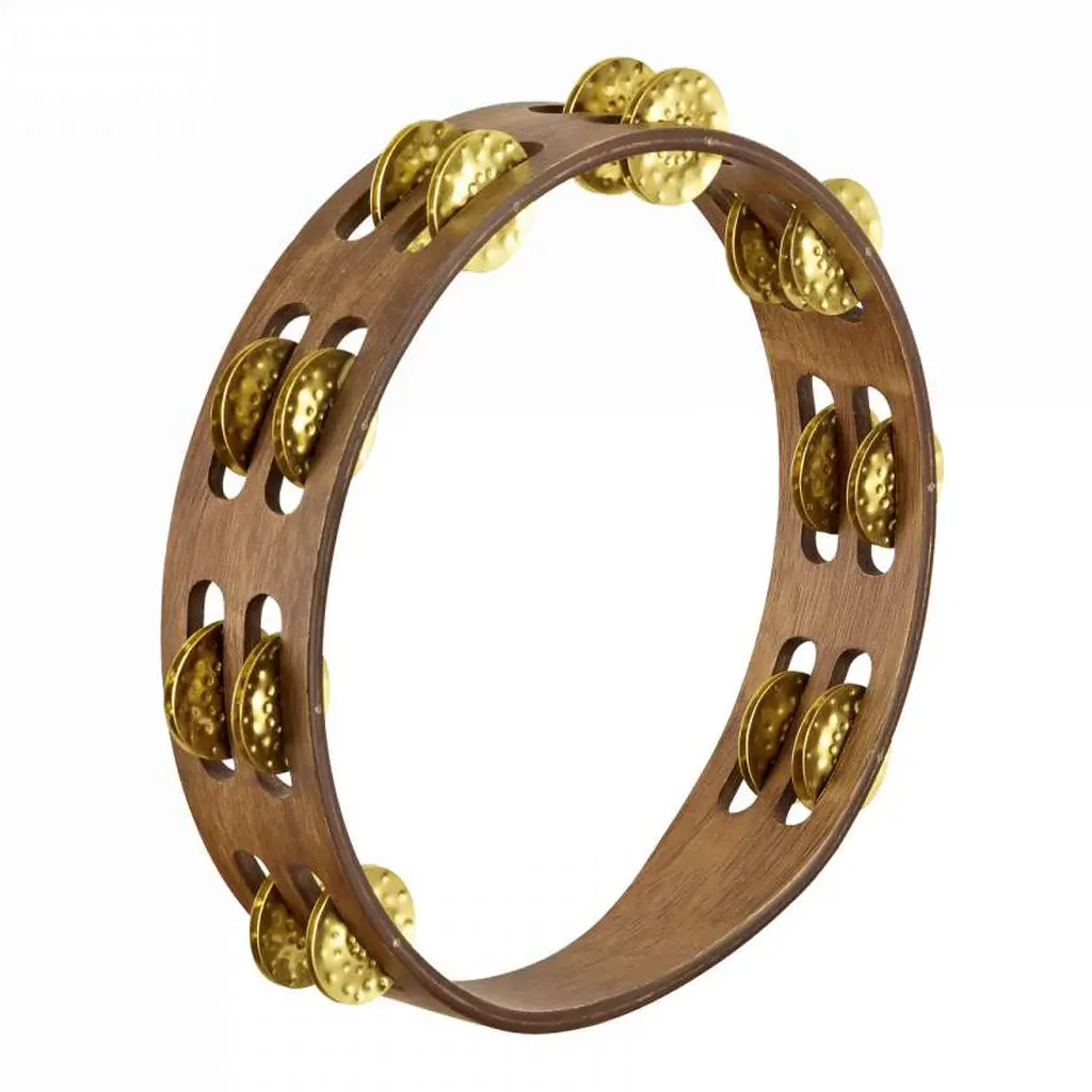 Meinl Wood Tambourine With 2 Rows Hamm Brass - Walnut Brown 1