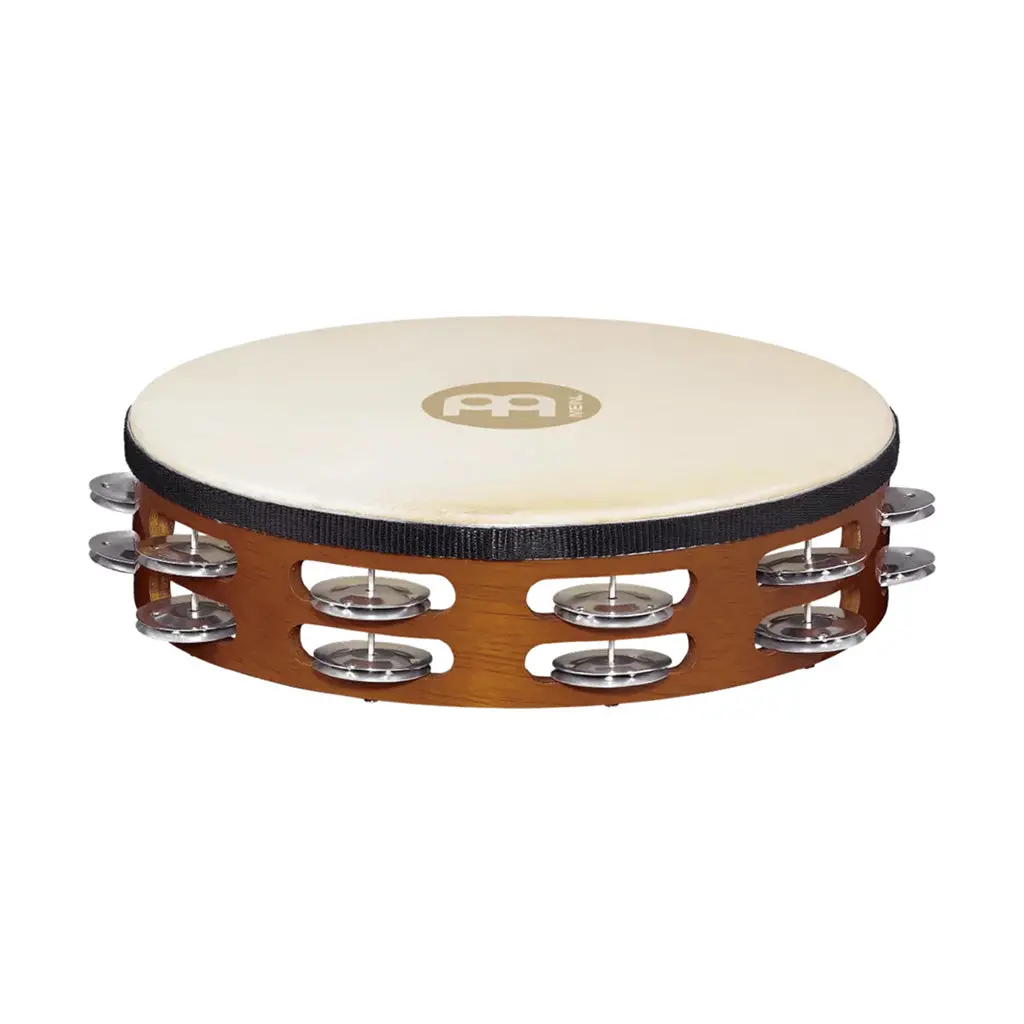 Meinl Wood Tambourine With 2 Rows Aluminium Jingles- African Brown 1