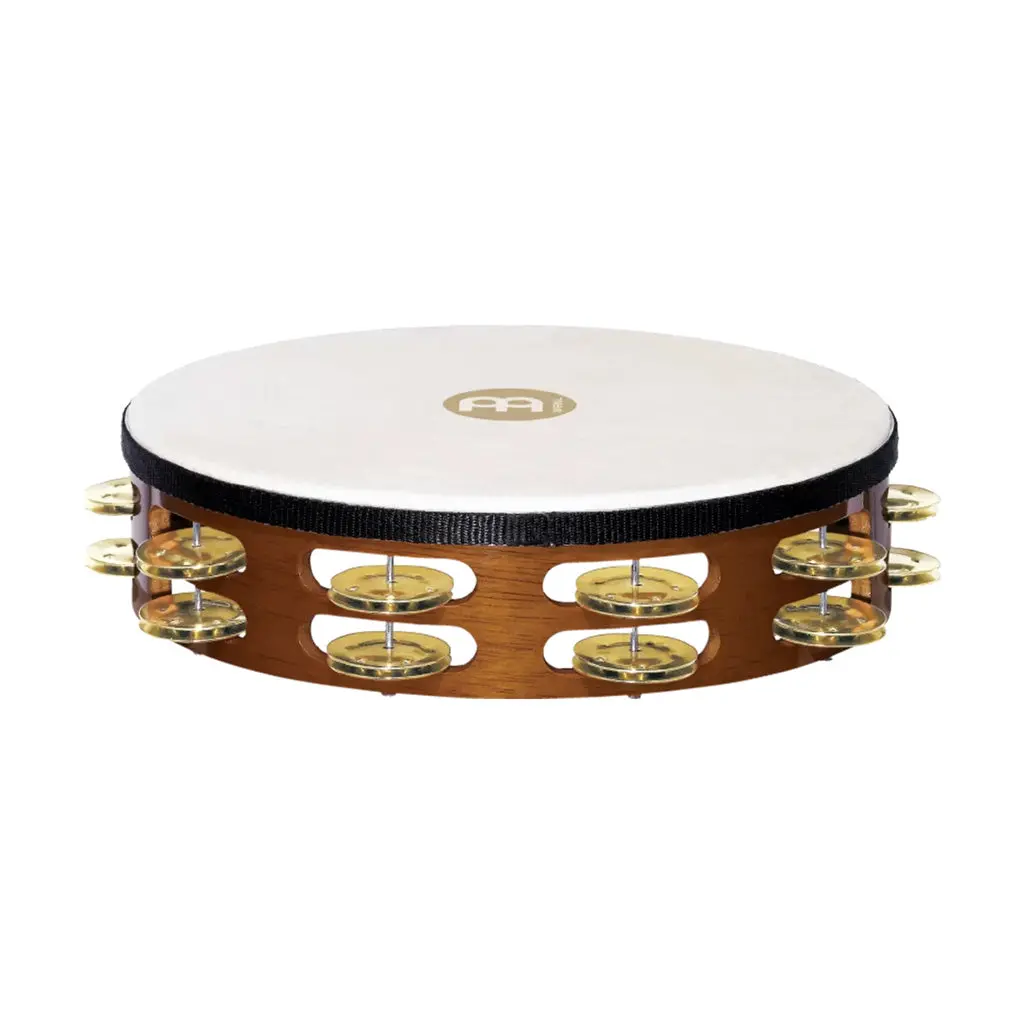 Meinl Wood Tambourine With 2 Rows Brass Jingles - African Brown 1