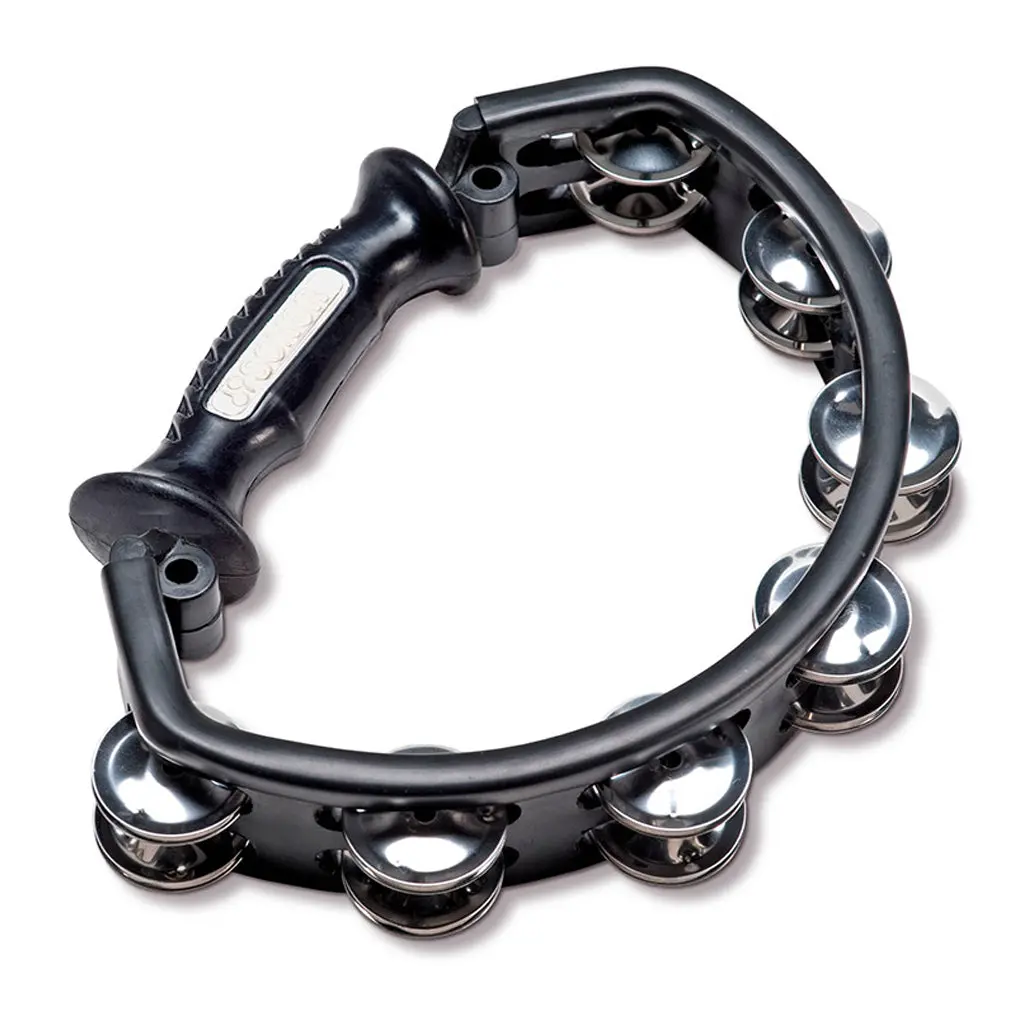Sonor Black Tambourine With Handle - Steel Jingles 1