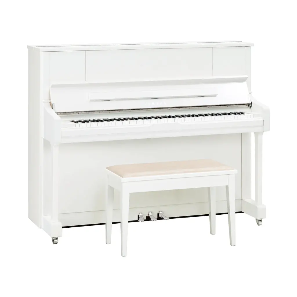 Yamaha U1jsc3pwhc 121Cm Upright Piano With Sc3 Silent System In Polished White With Chrome Fittings 1