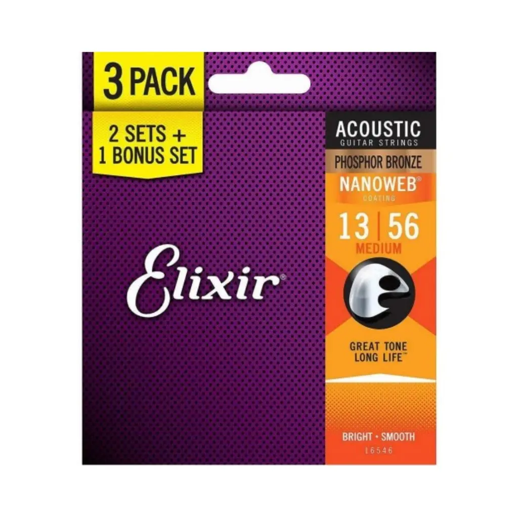 Elixir - Acoustic Phosphor Bronze Medium - 3 Pack - 13-56 1