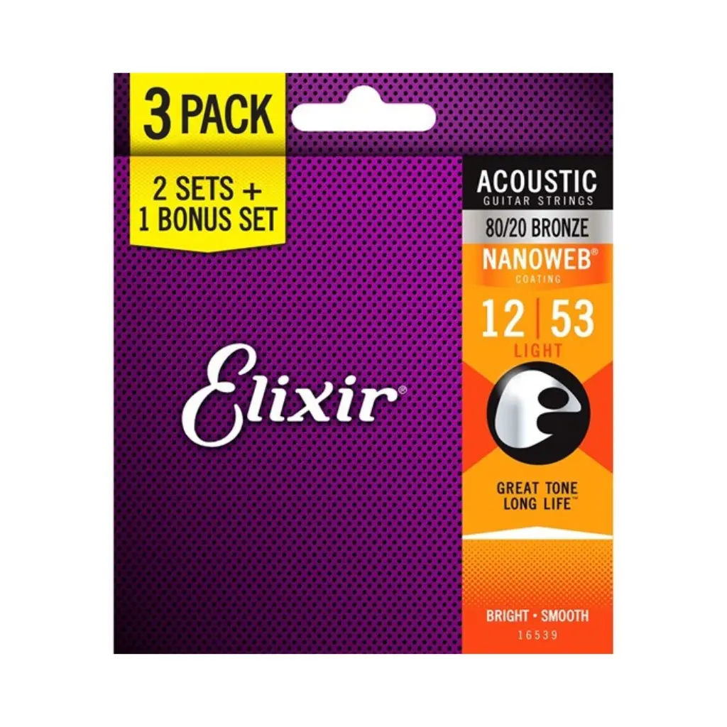 Elixir 80/20 Bronze 11-52 Custom Lite -  3 Pack 1