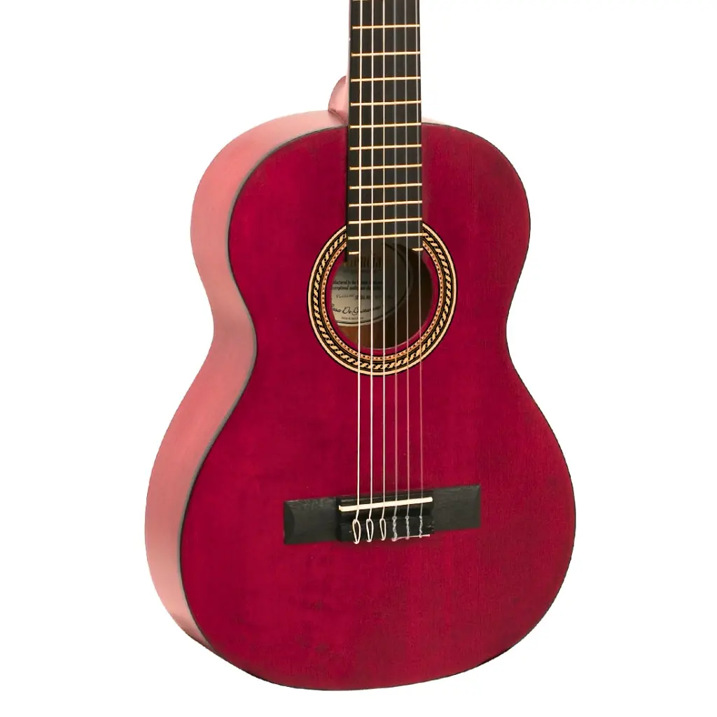 Valencia 200 Series 1/2 Size Classical Guitar, Transparent Wine Red 1