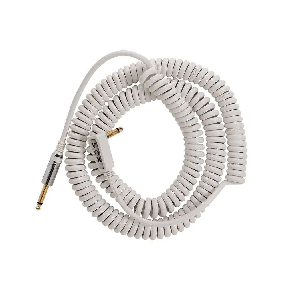 Vox Vintage Straight To Right Angle Coiled Cable - 9M White 1