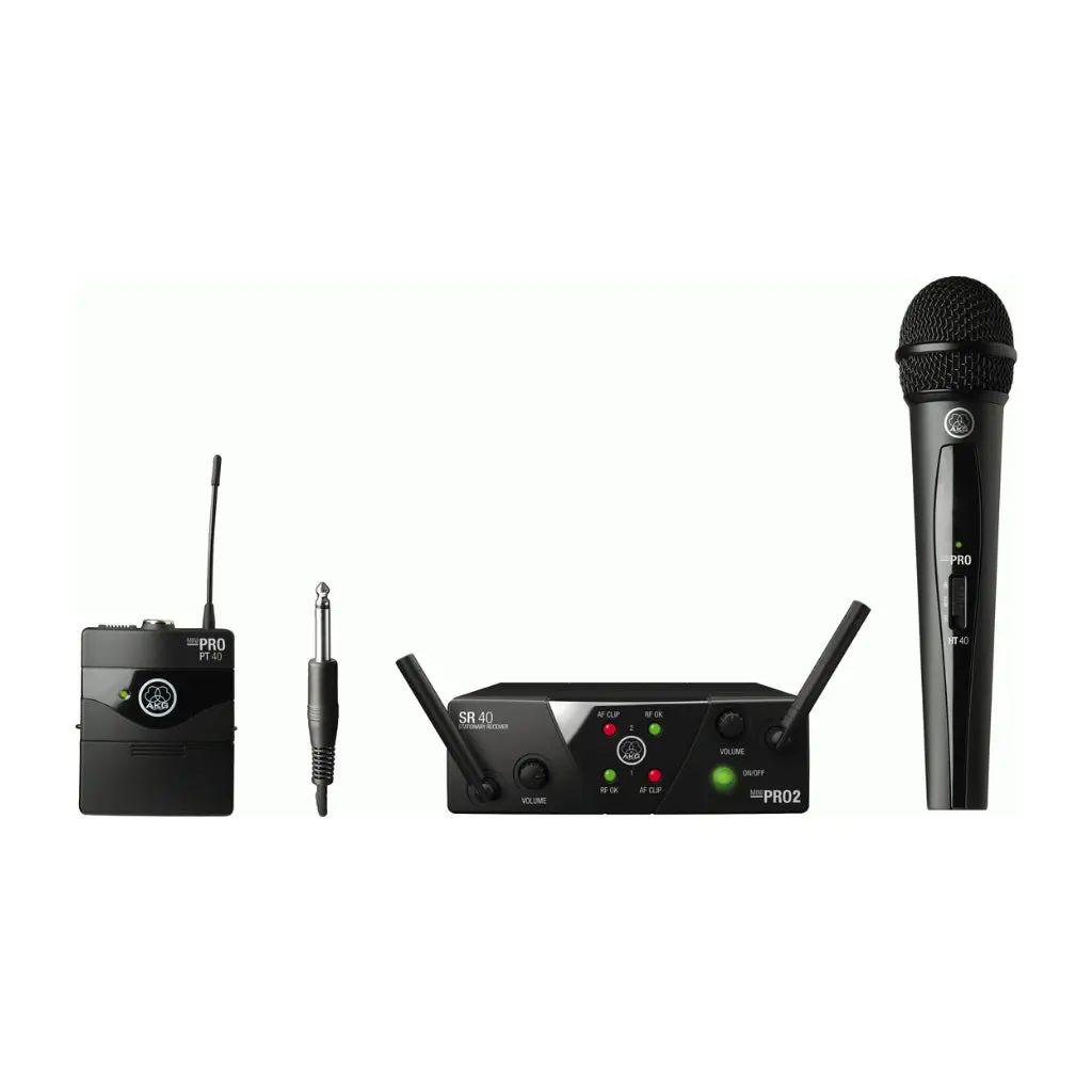Akg Wms40 Mini Us25 Wireless Microphone System Dual Mix (Vocal Handheld & Instrument Body Pack) A+C 1