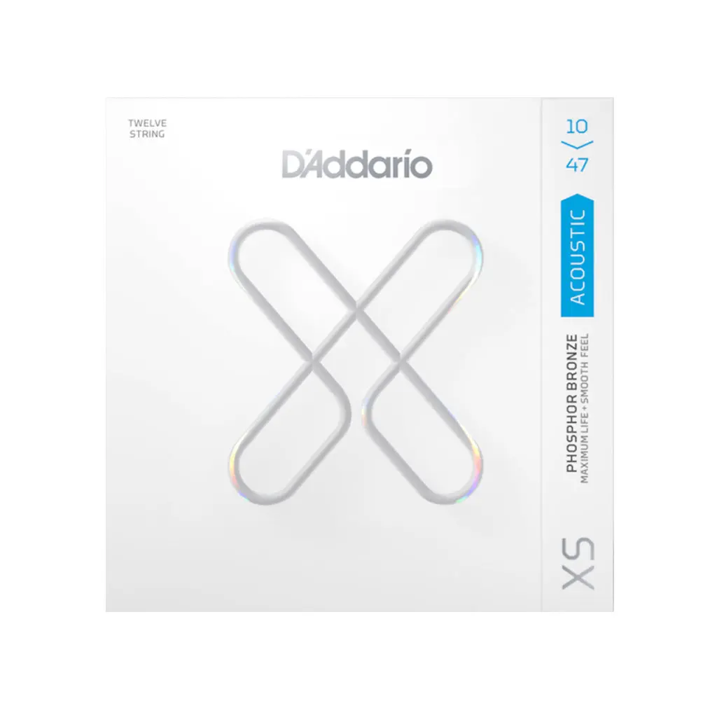 D’Addario 12-String Xs Coated Phosphor Bronze Acoustic Guitar Strings .010-.047 Light Gauge 1
