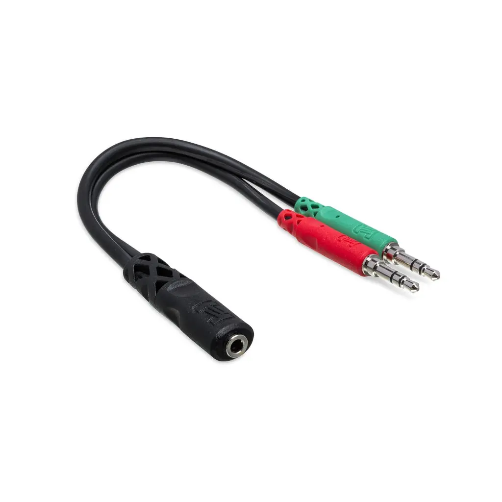 Hosa Technology 3.5 Mm Trrsf To Dual 3.5 Mm Trs Headset/Mic Breakout Cable 1