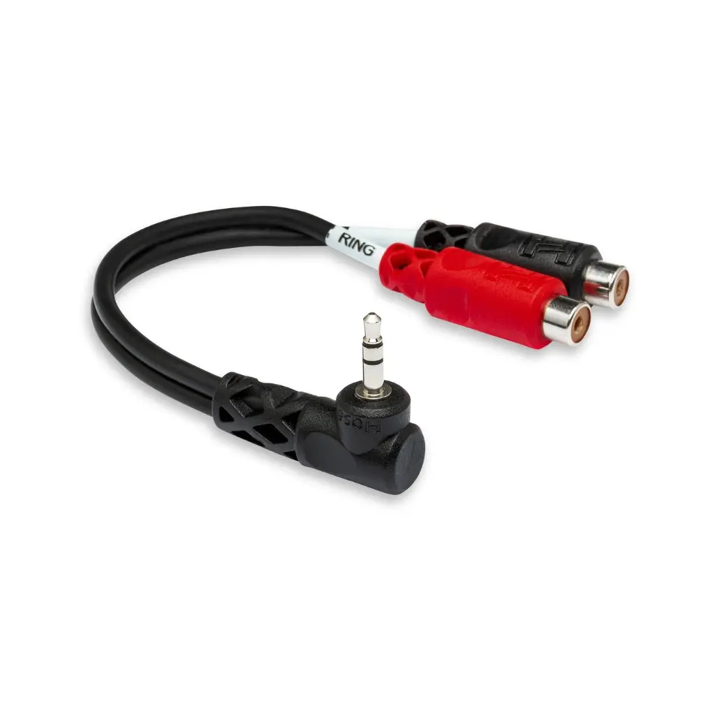 Hosa Technology Right-Angle 3.5 Mm Trs To Dual Rcaf Stereo Breakout 1