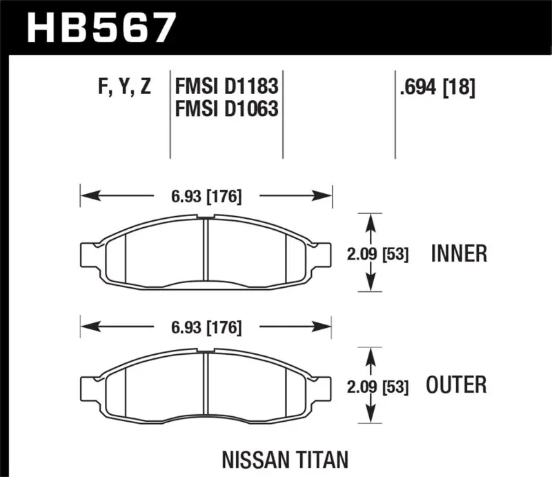 Hawk Lts Street Front Brake Pads – Compatible With 2004–2007 Nissan Titan, Armada, Pathfinder, And Infiniti Qx56 1