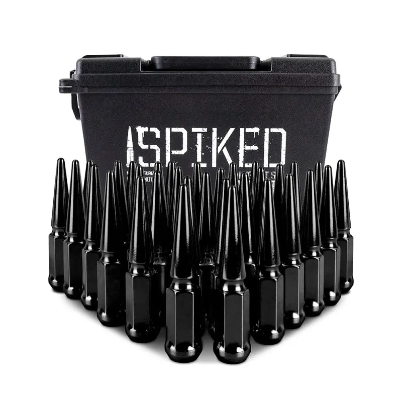 Mishimoto Black Anodized Steel Spiked Lug Nut Set – M14×1.5, 32-Piece 2