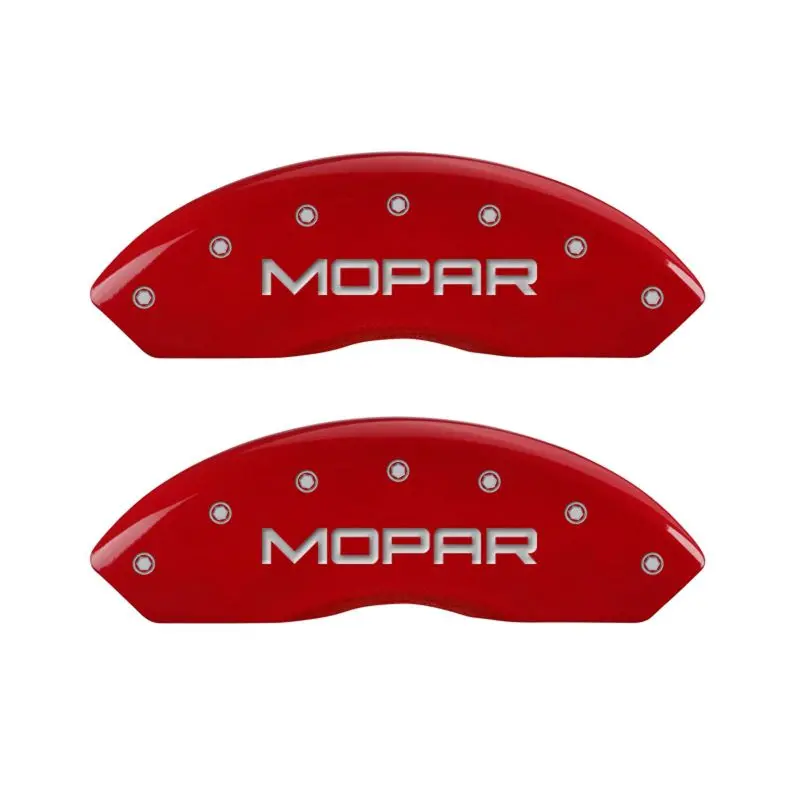 Mgp Engraved Mopar Caliper Covers – Front And Rear, Red Finish With Silver Accent Trim 1