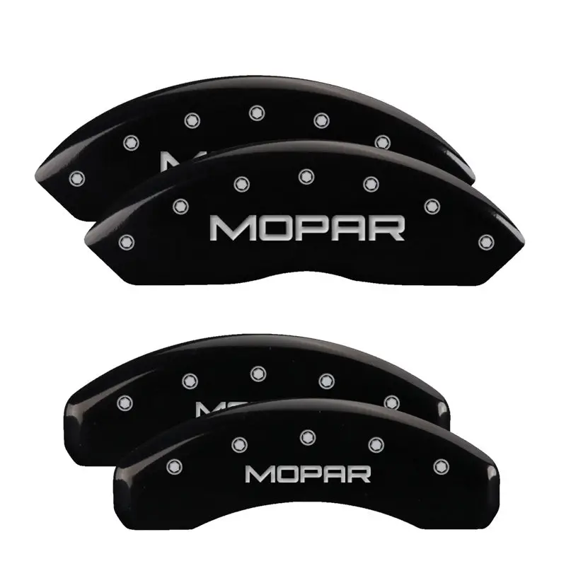 Mgp Engraved Mopar Caliper Covers – Front And Rear, Matte Black Finish With Silver Accent Trim 1
