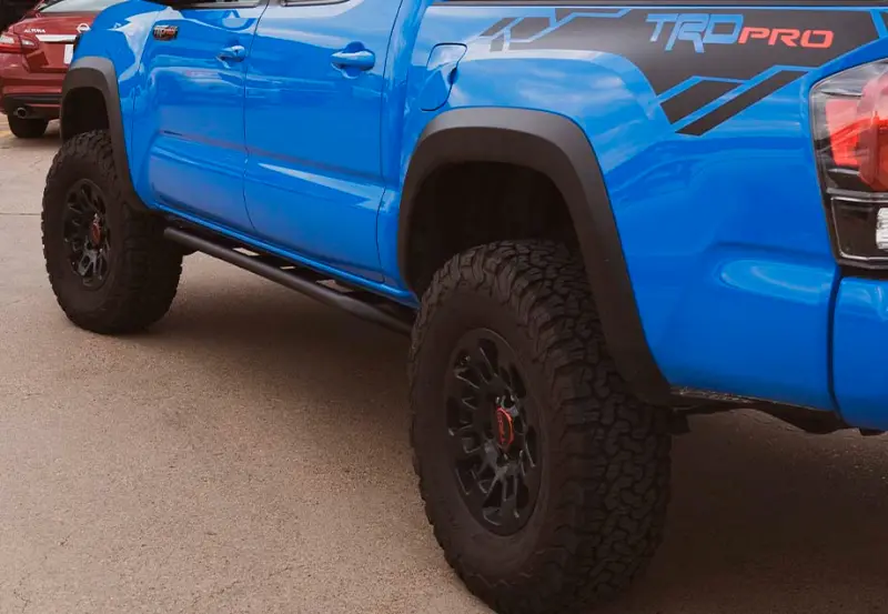Cali Raised Trail Edition Rock Sliders – Powder-Coated, Kick-Out Design For 2005–2023 Toyota Tacoma Double Cab Long Bed 1