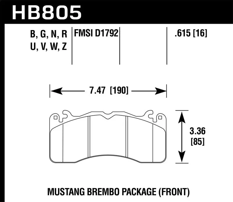 Hawk Dtc-60 Front Brake Pads For 2015–2017 Ford Mustang With Brembo Package 1