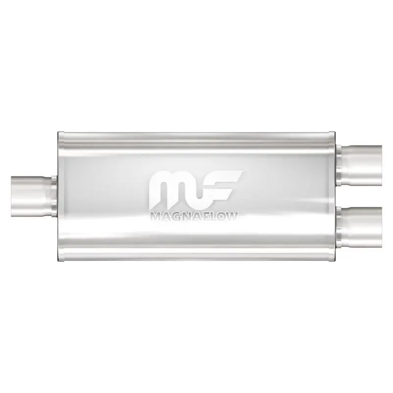 Magnaflow Stainless Steel Muffler – 18" X 5" X 8", Dual Inlet (2.5" & 2.25") X 2.25" Outlet 1