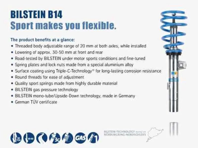 Bilstein B14 Performance Suspension Kit For 2015 Mercedes-Benz C300 – Front And Rear Setup 2