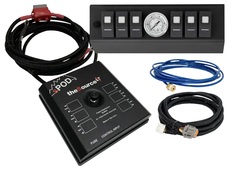 Spod Sourcelt Switch Panel – Integrated Air Pressure Gauge And Green Led Controls, Fits 2007–2008 Jeep Wrangler Jk 1