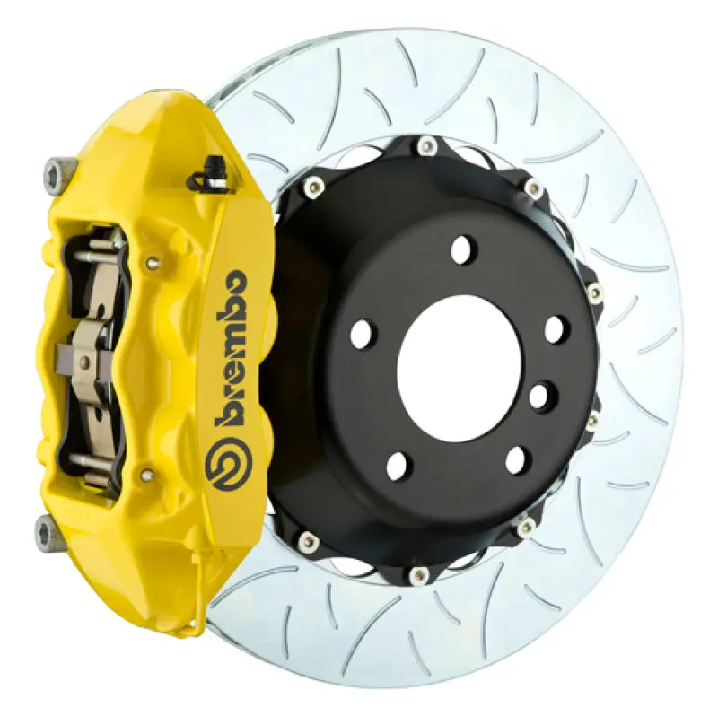 Brembo Gt Rear Big Brake Kit For 1997–2004 Corvette C5 – 345X28Mm Slotted Two-Piece Rotors, Yellow Calipers 1