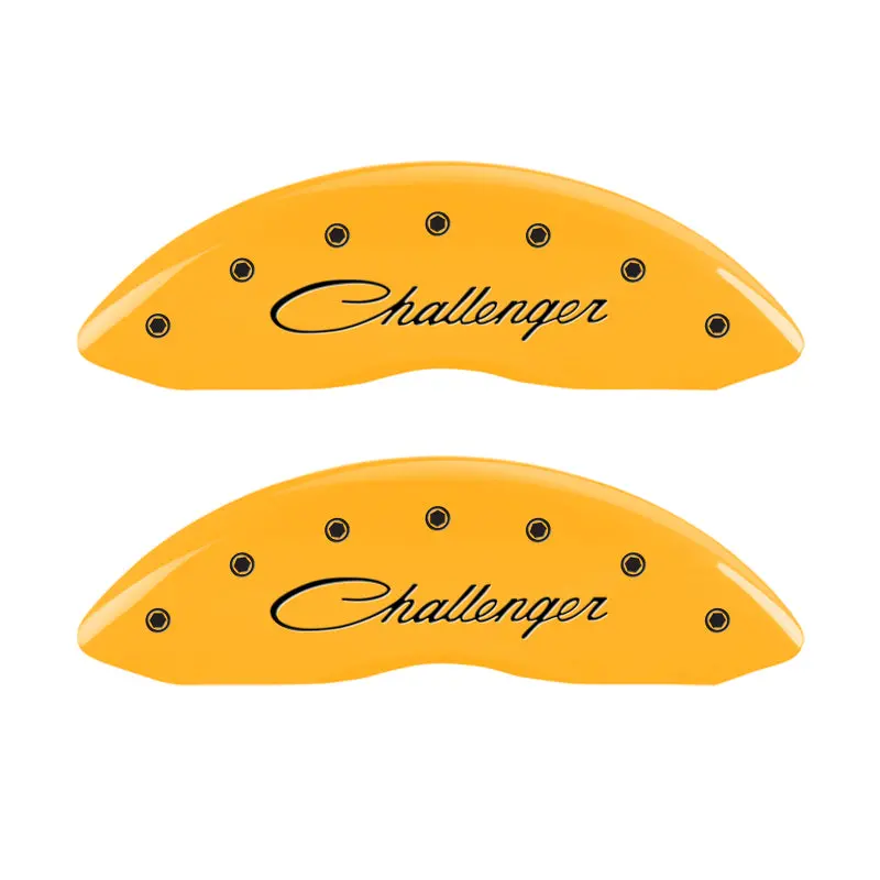 Mgp 4 Caliper Covers Engraved F & R Cursive/Challenger Yellow Finish Black Char 2006 Dodge Charger 1