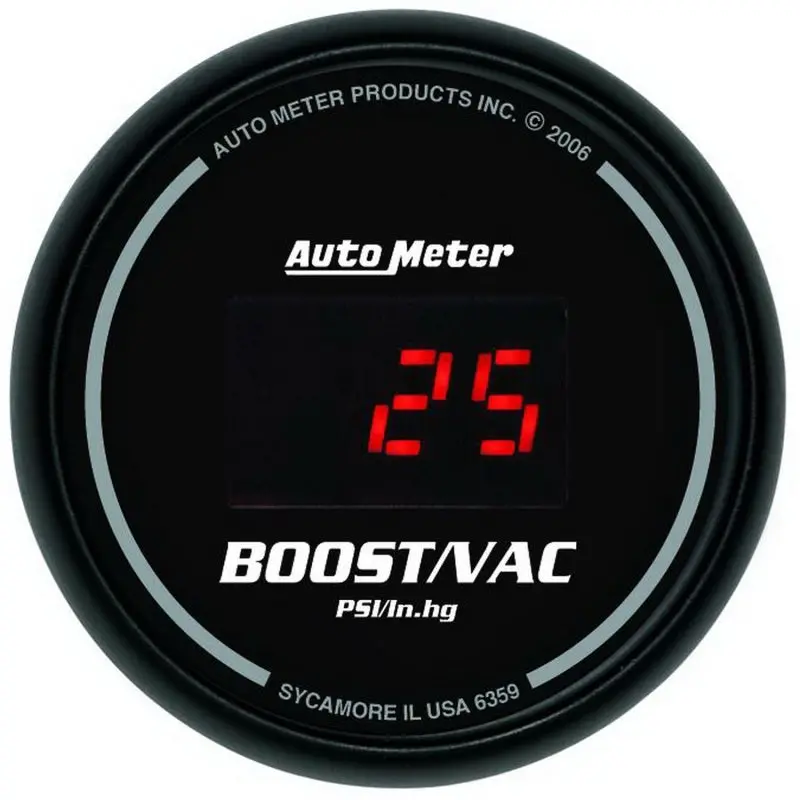 Autometer Digital Vacuum/Boost Gauge – 52Mm (2-1/16"), Dual-Range: 0–30 Psi / -30 In-Hg, Black Housing 1