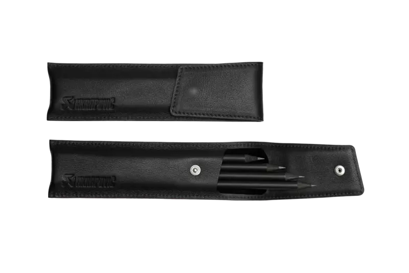 Akrapovic Leather Pencil Case – Compact Black Organizer For Writing Instruments 1