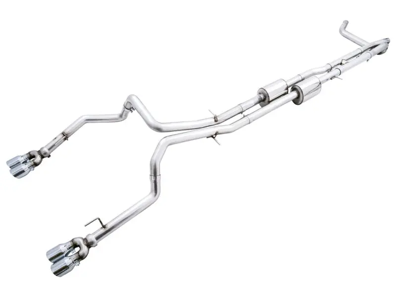 Awe Tuning Cat-Back Exhaust For 2022–2023 Gmc Sierra 1500 At4X 6.2L — Split Dual Design, Chrome Silver Tips 1