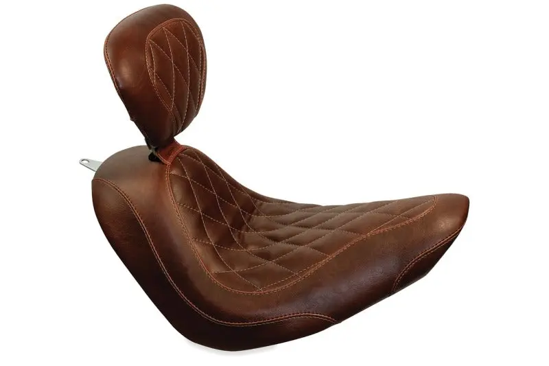 Mustang 04-21 Harley Sportster Wide Tripper Solo Seat W/Driver Backrest - Distressed Brown 1