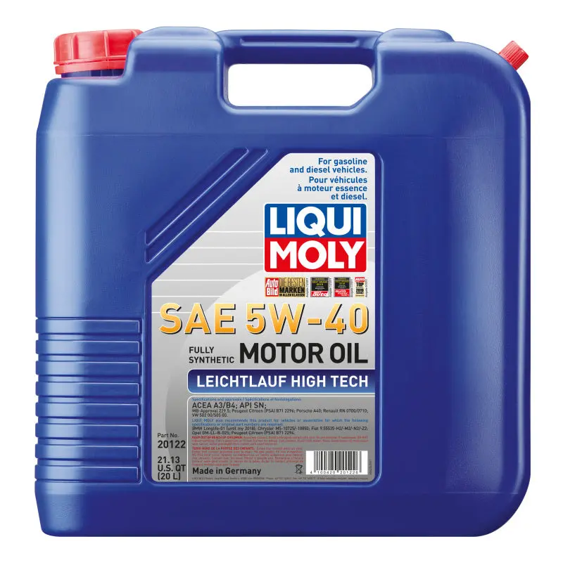 Liqui Moly Leichtlauf High-Tech Motor Oil — Sae 5W-40, Low-Friction Formula, 20-Liter Drum 1