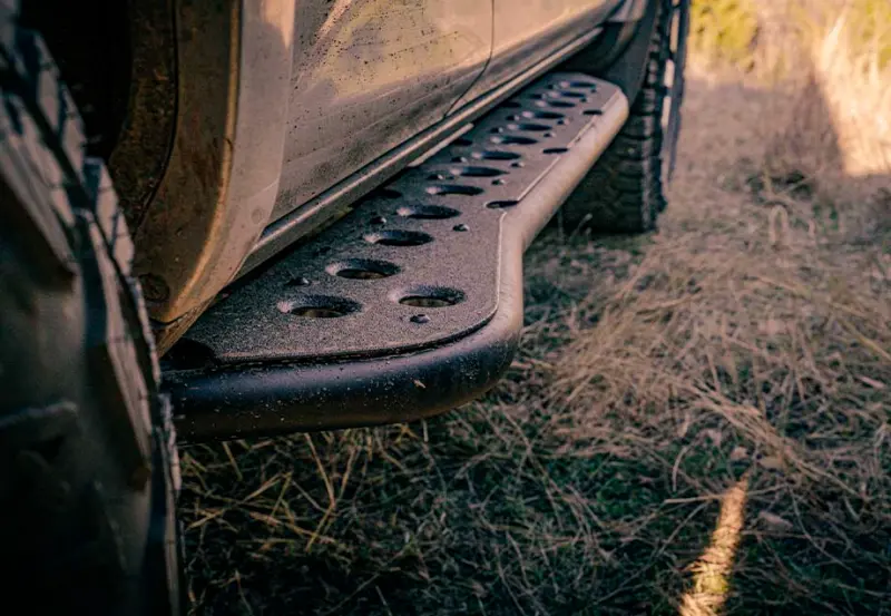 Cali Raised Rock Sliders For 2005–2023 Toyota Tacoma Double Cab Short Bed – Step Edition With Kick-Out Liner 1