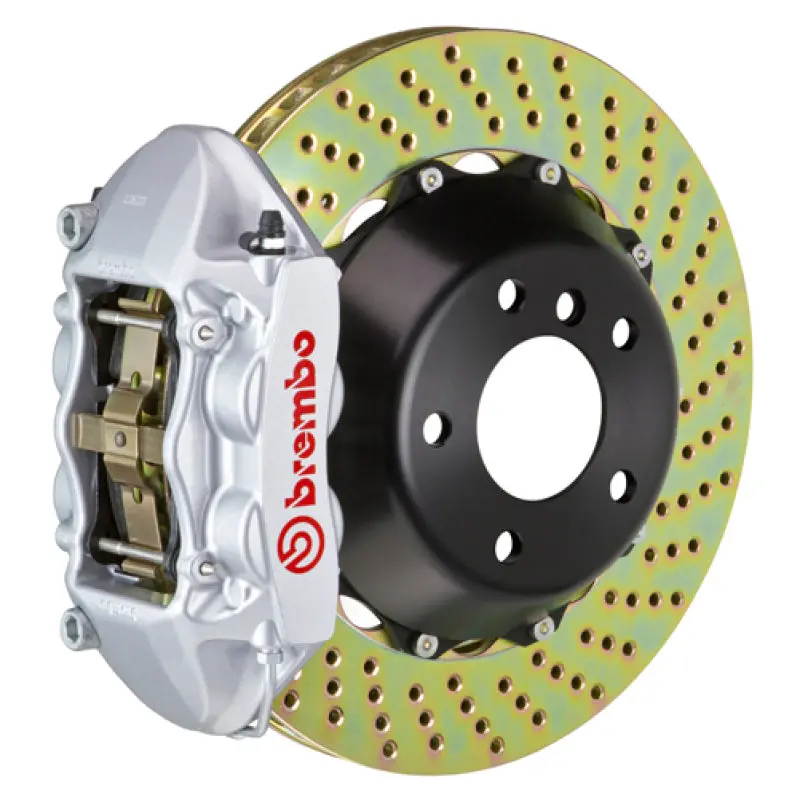 Brembo Gt Rear Brake Kit — For 2015–2016 Hyundai Genesis Sedan (3.8L & 5.0L Non-Awd), 4-Piston Cast Calipers, 380X28Mm Drilled Two-Piece Rotors (Silver Finish) 1